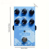 Pedal de Reverb Digital M-VAVE para Guitarras Eléctricas - 9 Efectos de Sonido, Alimentación USB y DC, Pedal Compacto Azul con Potenciómetros para Todo Estilo Musical - Mejora el Tono, Regalo Perfecto para Musicians