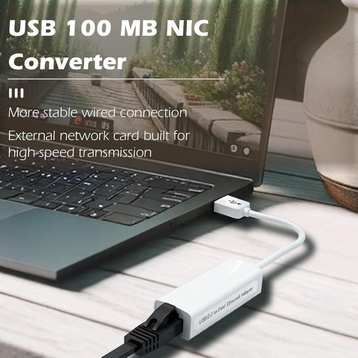 Adaptador de red Ethernet USB 100MB para portátiles y dispositivos USB 2.0 - Compatible con Windows 7 a 11, Vista, todos los Mac OS X y MacOS, transferencia de datos de alta velocidad, configuración fácil, no se requiere instalación, adaptador de red par