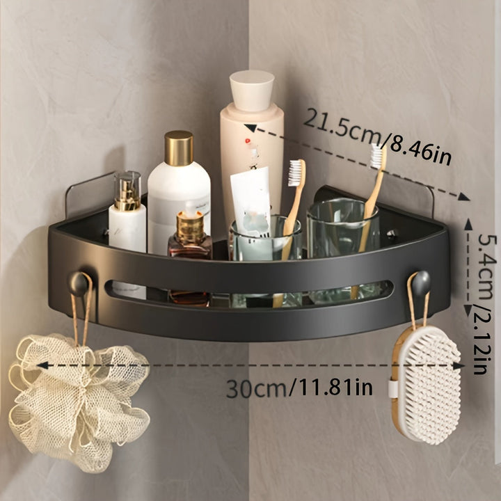 Estante de Baño Triangular de Fácil Instalación - Estante de Esquina de Montaje en Pared sin Taladro para Ducha y Inodoro