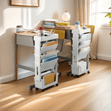 Estantería de Escritorio con 5 Niveles y Ruedas - Almacenamiento Multifuncional para Libros, Revistas y Periódicos - Adecuada para Oficina, Estudio, Dormitorio, Sala de Estar