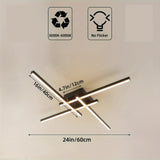 1pc 60.96cm 3000k/4000K/6000K 4-Luz Plafón LED Regulable Iluminación de Techo Negro Lámpara de Techo de Montaje Empotrado para Cocina, Sala de Estar, Dormitorio