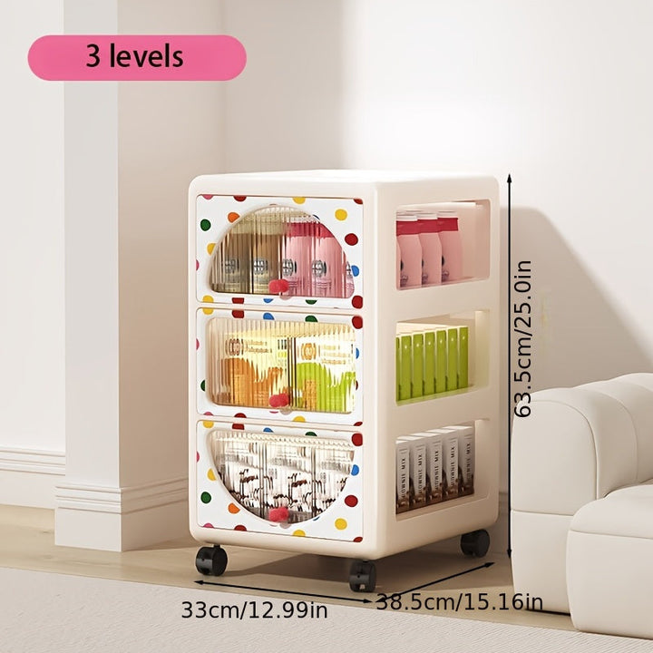 1 ud., Armario de Almacenamiento con 2/3 Niveles y Ruedas para Uso Doméstico, Mesa de Noche para Dormitorio, Caja de Almacenamiento