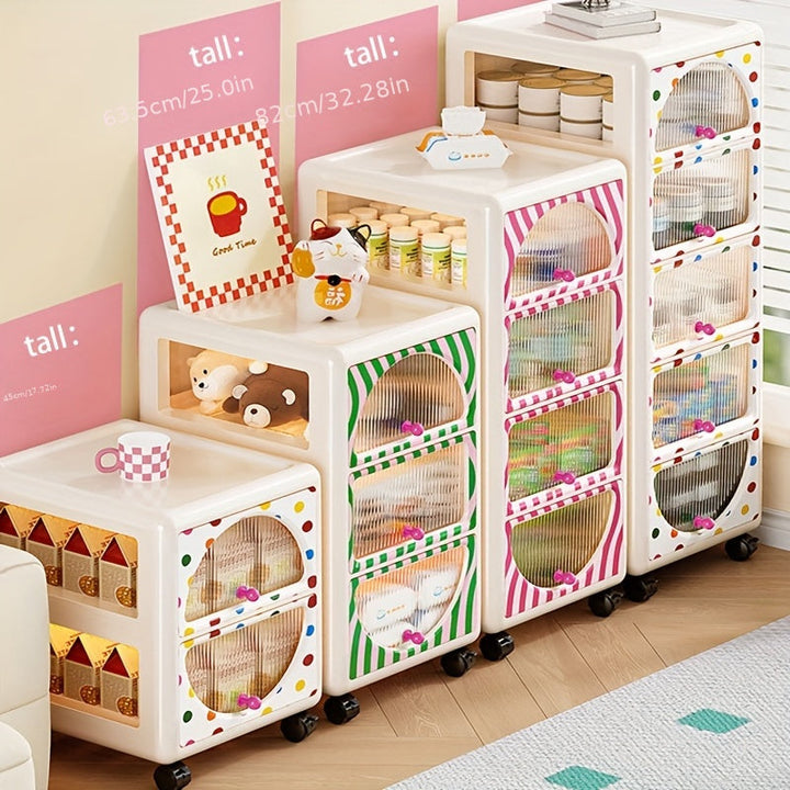 1 ud., Armario de Almacenamiento con 2/3 Niveles y Ruedas para Uso Doméstico, Mesa de Noche para Dormitorio, Caja de Almacenamiento