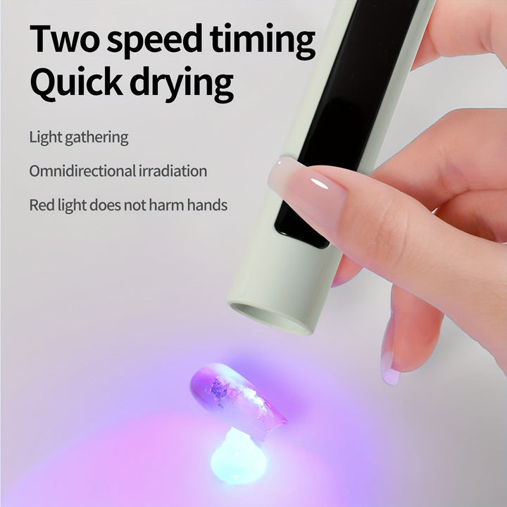 Linterna Inalámbrica para Uñas con Soporte - Secado Rápido, Portátil / Efecto LED, Pantalla LCD, Secador de Uñas USB con Batería de Litio para Manicura/Pedicura en Gel - Para Salón y Hogar - Blanco, Herramienta de Manicura Compacta, Diseño Duradero, Idea