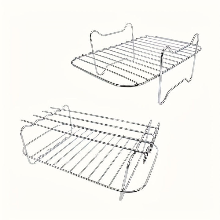 6pcs Accesorios para Freidora de Aire de Doble Cesta para Ninja DZ201 Foodi y Otros Freidoras de Aire DualZone de 8QT-10QT, Incluye Juego de Rejillas para Freidora de Aire - 2 rejillas y juego de 4 brochetas