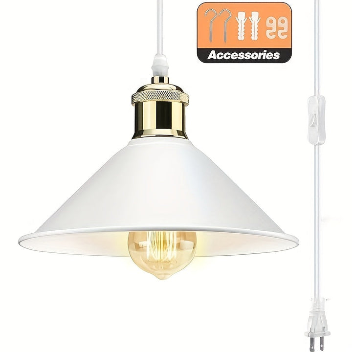 Lámpara de techo moderna mini con enchufe americano, cubierta de metal blanco, montaje semi-inclinado, ajustable, acabado con aceite para iluminación de cocina, comedor, sala de estar y dormitorio (bombilla no incluida)