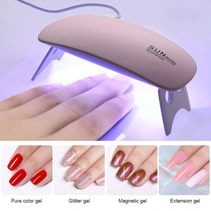 Secadora de uñas mini, lámpara LED para esmalte en gel, máquina de curado con 3 luces LED, herramienta de manicura, conexión micro USB