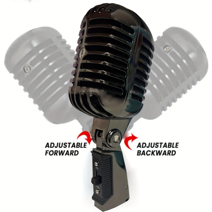 Microfono Vocal Dinámico Retro Clásico BT-55 - Negro, Aleación de Aluminio, Jack de 6.35mm, Ideal para Karaoke y Grabación, Fondo de Arte Mural Temático Musical Vibrante, Utilizado para Cantar en Karaoke, Estilo Retro