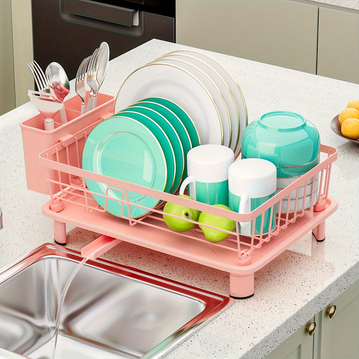 1pieza Escurreplatos, Escurreplatos Ahorrador de Espacio, Escurreplatos para la Encimera de la Cocina, Escurreplatos Anti-Óxido con Soporte de Utensilios y Ranuras para Cuchillos, para la Encimera y el Armario de la Cocina, Accesorio de Cocina