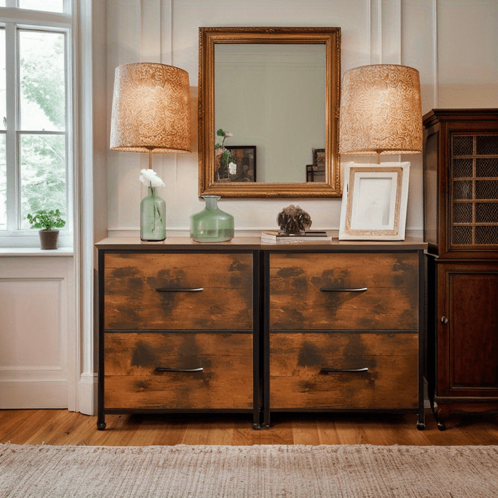 1pc Armario Clásico de Almacenamiento de Madera y Metal con 6 Cajones - Organizador Independiente de 68.58cm con Capacidad de 3.2 Pies Cúbicos, Fácil Montaje para Sala de Estar, Dormitorio, Oficina, Mueble en Tono Neutro, Construcción Duradera