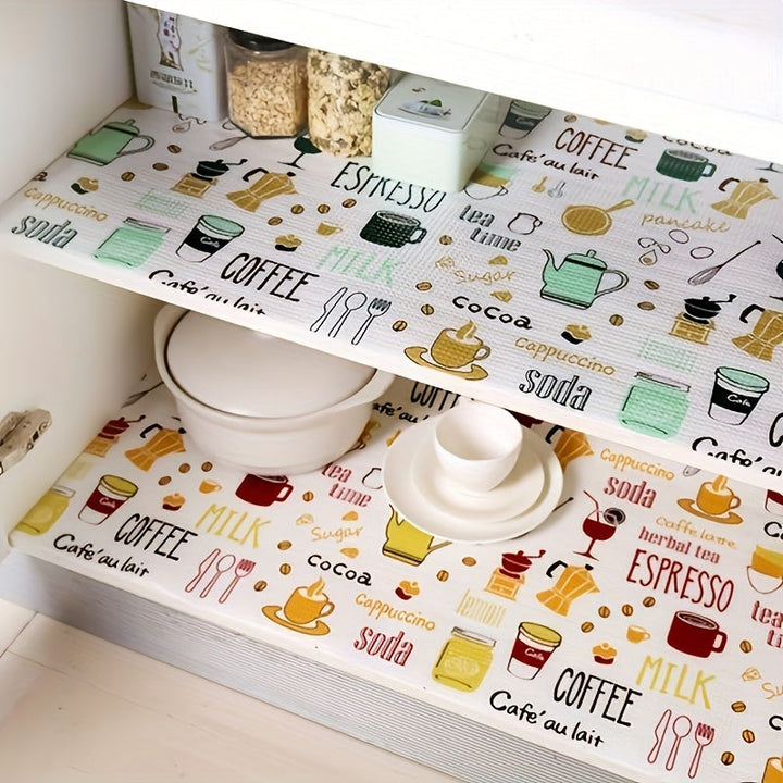 1 Rollo de forros de cajones multifuncionales con estampado de dibujos animados lindos, papel de cajones antiadherente adecuado para armarios y estantes de zapatos.