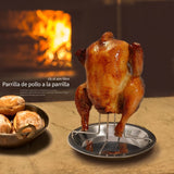 1pc Rejilla para Pollo Asado de Acero Inoxidable con Bandeja de Goteo - Acabado Pulido, Material Duradero para Horno, Parrilla, Camping - Ideal para Pollo Jugoso y Crujiente