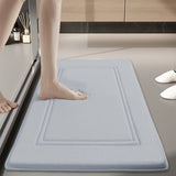 1pc Alfombra de baño de secado rápido UltraSoft, alfombra de baño antideslizante súper absorbente, lavable a máquina, pelo bajo, rectangular, patrón de rayas, poliéster con respaldo de PVC, alfombra de franela ligera