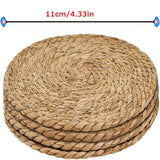 4 piezas de cojines de mesa de alta calidad, tejidos naturalmente, estilo rústico de granja, cojines aislados, cojines boho, cojines de rafia tejidos para sala de comedor y decoración del hogar, estilo boho rústico, perfectos para bodas y eventos.