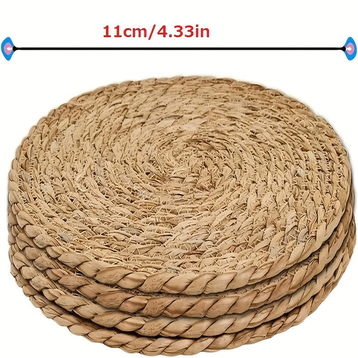 4 piezas de cojines de mesa de alta calidad, tejidos naturalmente, estilo rústico de granja, cojines aislados, cojines boho, cojines de rafia tejidos para sala de comedor y decoración del hogar, estilo boho rústico, perfectos para bodas y eventos.