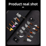 1pc Llavero de Cuchillo Pequeño con Funda de Cuero Sintético - Herramienta de Cepilladora Manual Metálica, Sin Necesidad de Energía - Compacto y Portátil para Supervivencia al Aire Libre, Camping, Senderismo - Regalo Ideal para Hombres, Novio, Sobrevivie