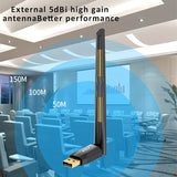 Adaptador sin varillas USB BT 5.3 de Largo Alcance, conexión máxima hasta 150 metros/49.21 pies, receptor sin varillas para escritorios y portátiles, compatible con Windows 8.1/Windows 10/Windows 11, ideal para conectar dispositivos sin cables