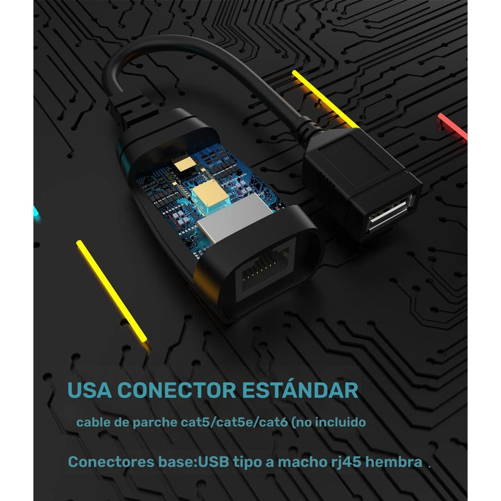 Adaptador USB a Cat5 - Extensor USB 2.0 Sobre RJ45 Ethernet, Compatible con Cables Cat5/Cat5e/Cat6/Cat7/Cat8