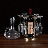 1pc Soporte Creativo para Copas de Vino, Diseño Lujoso, Sostiene 6 Vasos, Estante Colgante con Alambre de Hierro, Sin Necesidad de Taladrar, Exhibidor Premium para Decantador y Aireador de Vino
