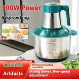 Picadora de carne eléctrica multifunción de alta potencia 5L500w para uso doméstico y comercial, gran capacidad más fácil