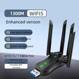 Adaptador Wi-Fi USB con 4 antenas - Conectividad de alta velocidad de 1300 Mbps, doble banda, enchufa y juega, red estable para hogar y oficina, solución Wi-Fi para oficina | Diseño moderno de Wi-Fi | Calidad de construcción duradera, extensor de rango d