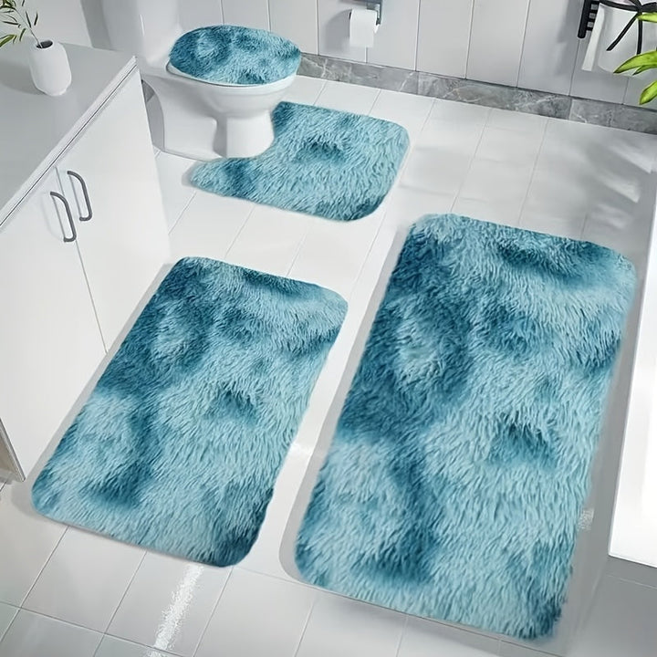 Juego de 4 alfombras de lujo con diseño tie-dye, suaves para interiores, elegante forma rectangular y en U, ideales para baños, entradas de baño y puertas de habitaciones