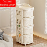 Un estante de almacenamiento grande y móvil estilo carrito, un armario de almacenamiento escalonado para artículos de bebé, un armario de almacenamiento tipo cajón, y un armario de almacenamiento de juguetes engrosado para salas de estar en casa.