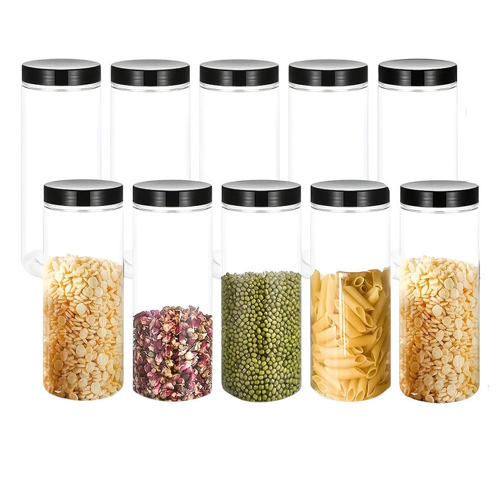 10pcs Tarros de Plástico Transparentes Redondos de 17oz (65*180mm) para Almacenamiento, Frutas Secas, Miel y Cereales con Sello Hermético