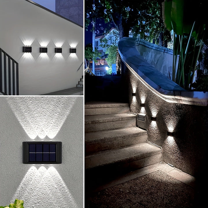 Pack de 3/4/6 Lámpara Solar LED para Pared Exterior, Luz Hacia Arriba y Abajo, Iluminación Solar IP44, Ideal para Cercas de Jardín