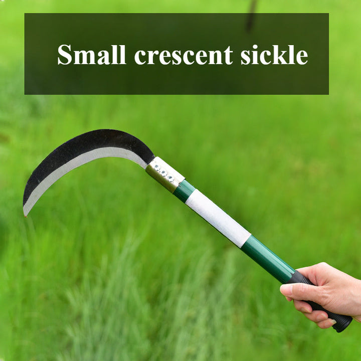 Guadaña de Luna Grande con Mango de Hierro para Uso Agrícola en Acero al Manganeso, Cortacésped de Guadaña de Luna Grande con Mango Largo