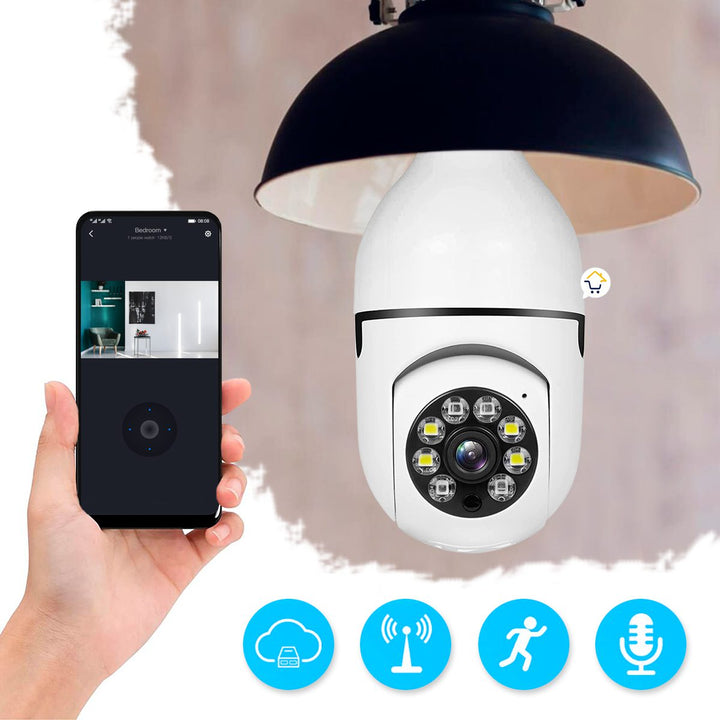 Cámara Seguridad IP Bombillo Wifi Panorámica 8177QT