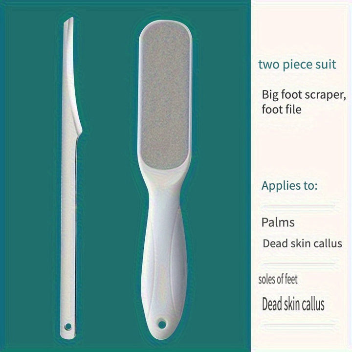 2 piezas de raspador y lima de pies de acero inoxidable - Ideal para eliminar la piel muerta de la palma, el pie y el dedo - No se necesita electricidad, esenciales para el cuidado de los pies | Herramientas de cuidado de pies de acero inoxidable | Diseñ