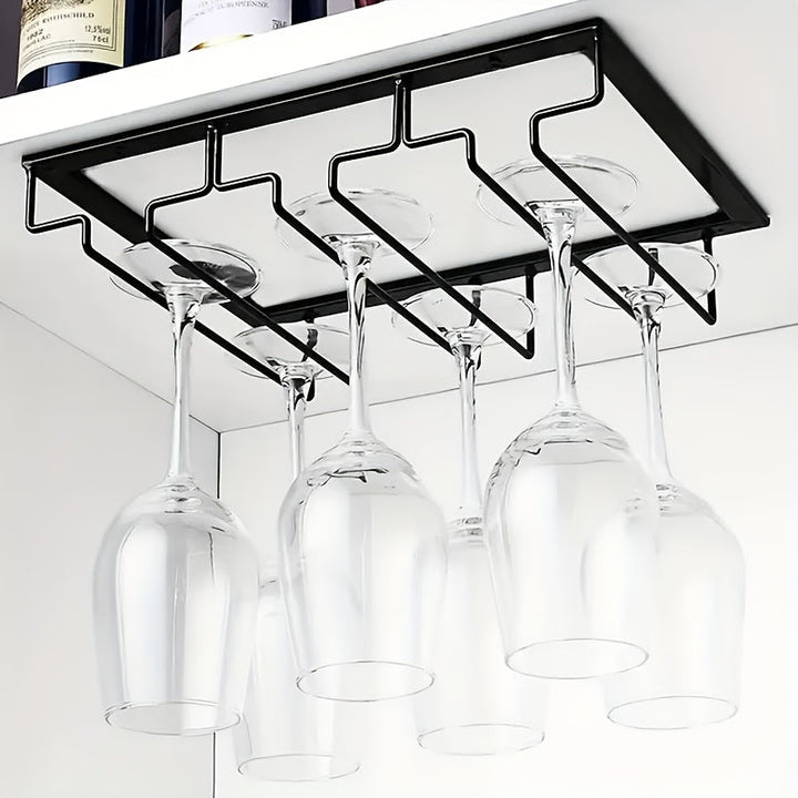 Soporte colgante para copas de vino, estante para copas debajo del mueble, estante de almacenamiento de hierro metálico, soporte para clasificación de copas, accesorios adecuados para bar, comedor, armario, cocina y organización