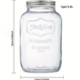 Tarro de Vidrio Transparente de Boca Ancha para Almacenar Comida con Tapa de Acero Inoxidable, Varios Tamaños 3.79/5.68/7.57 L