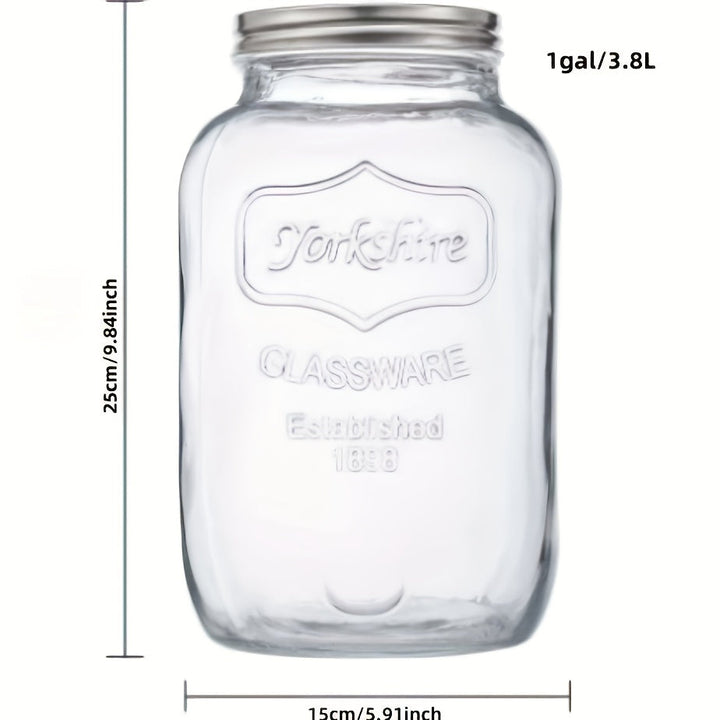 Tarro de Vidrio Transparente de Boca Ancha para Almacenar Comida con Tapa de Acero Inoxidable, Varios Tamaños 3.79/5.68/7.57 L