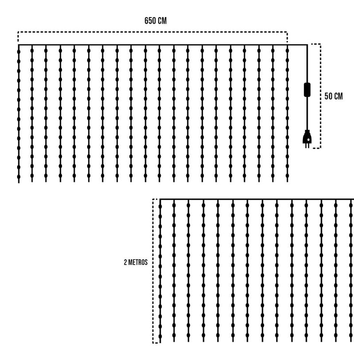 Cortina Luces LED Navidad 9x2M Decoración 1791
