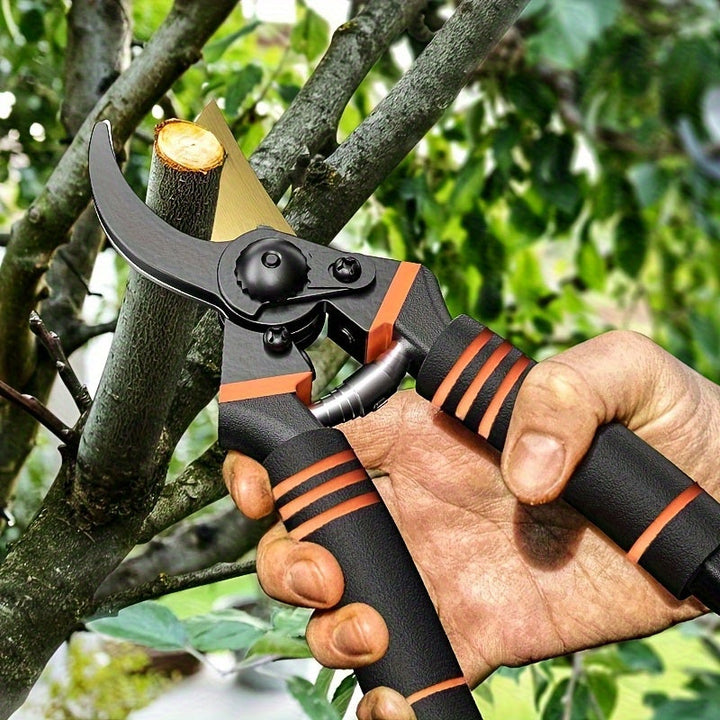 Tijeras de poda profesionales de aleación de titanio de 8,5 pulgadas - Acero ultra afilado resistente a la herrumbre y pesado de uso, con agarre suave de esponja antideslizante, adecuado para jardinería doméstica y diseño de paisajes, diseño de dos manos