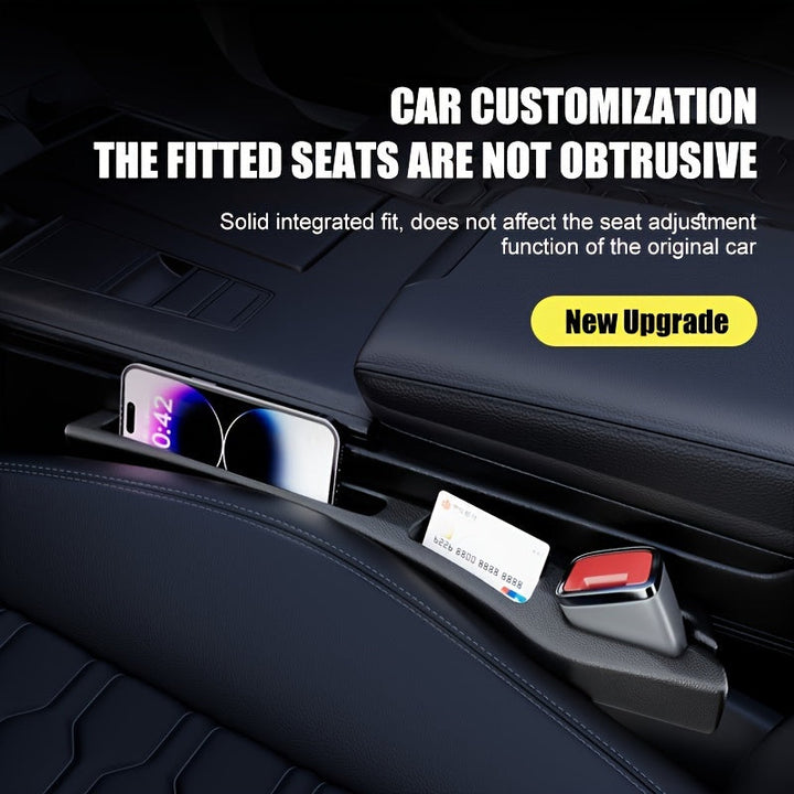 2 piezas de caja de almacenamiento organizadora para hueco de asiento de coche - Prueba de fugas y caídas, duradera PVC con soporte para teléfono y llaves, relleno de ranura espaciosa para organización de hueco de asiento - Accesorios de interior de coch