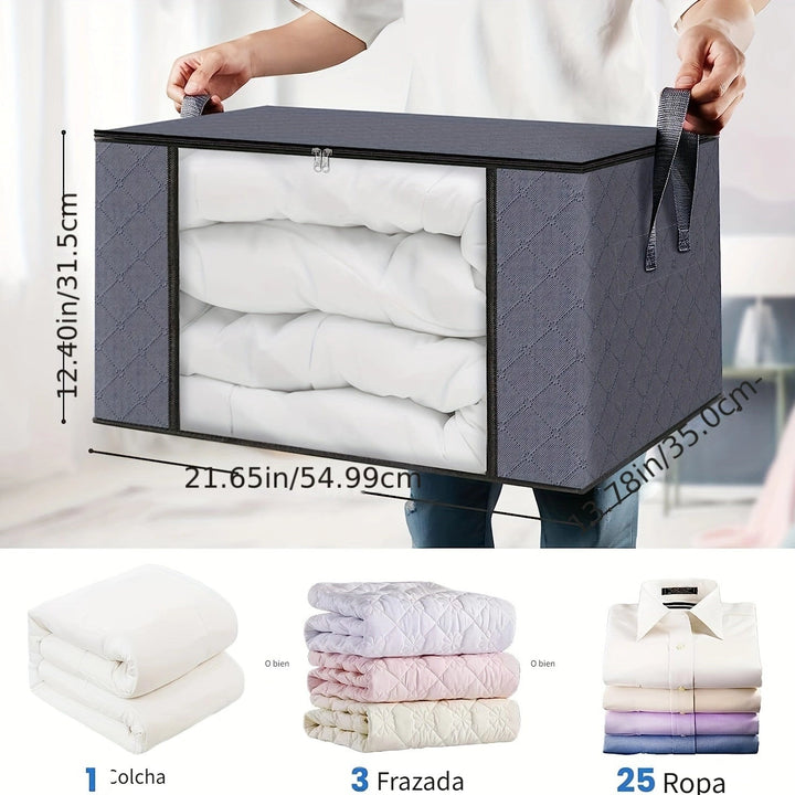 3 Cajas de Almacenamiento de Tela Plegables de Gran Capacidad - Perfectas para Organizar Dormitorios, Armarios, Ropa, Residencias, Spas y Armarios