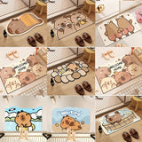 Alfombra de baño antideslizante con diseño de carpincho adorable - Super absorbente de tierra de diatomeas, secado rápido y suave - Diseño de caricatura con fresas y té de burbujas - Perfecta para baño, ducha, lavandería, dormitorio o sala de estar