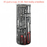 1 pieza de 20 onzas, diseño de caja de herramientas, taza aislada de acero inoxidable con tapa - Negro y rojo, perfecta para coche, exteriores, viajes y regalos para amigos.