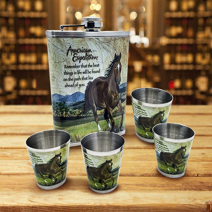 Licorera Whiskera Acero Inoxidable 9 Oz Cantimplora + 4 Copas + Embudo RF 401