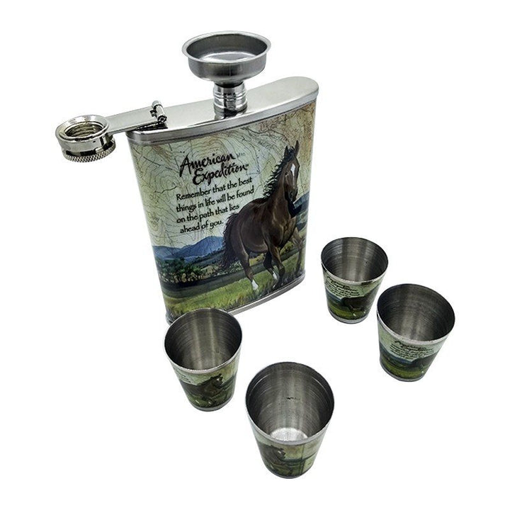 Licorera Whiskera Acero Inoxidable 9 Oz Cantimplora + 4 Copas + Embudo RF 401