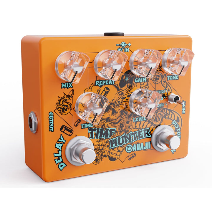 Pedal de efectos para guitarra AHAJII AH-68, con distorsión y delay, modo clásico, múltiples unidades de delay