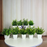 9 Piezas, Plantas Artificiales En Macetas, Pequeñas Macetas De Plástico Blanco Para Decoración, Plantas Verdes Falsas Para El Hogar, La Oficina, El Baño, La Estantería Y La Decoración Interior Del Escritorio, Decoración De Primavera Y Verano