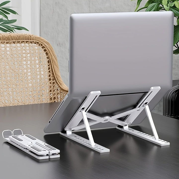 1 Soporte Portátil Plegable para Laptop - Estante de Enfriamiento Ajustable en 10 Niveles, Diseño Ahorrador de Espacio Compatible con Todas las Computadoras, Blanco, Estructura Robusta