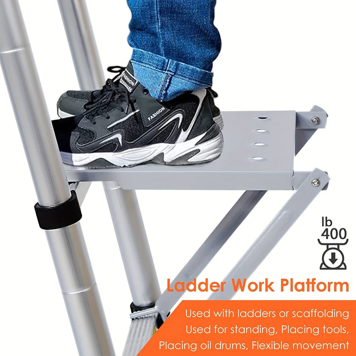 1pc Bandeja de Soporte para Escalera Plegable de Metal de Alta Resistencia - Fácil de Instalar, Multifuncional, Compatible con la Mayoría de Escaleras Estándar para Trabajos en Techo y Canalones, Escalera Plegable