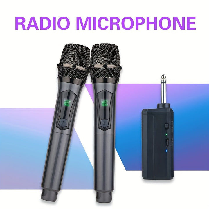 YAMNWEO Micrófono sin varillas Recargable UHF, Dinámico de Mano Dual para Karaoke, Bodas, DJ, Fiestas, Discursos, Iglesia, Aula, Sistema PA, Alcance de 48.77 Metros,