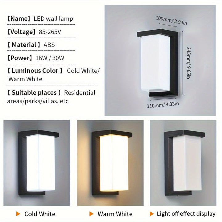 Luz LED para pared exterior, 85-265V, lámpara para porche, balcón o jardín