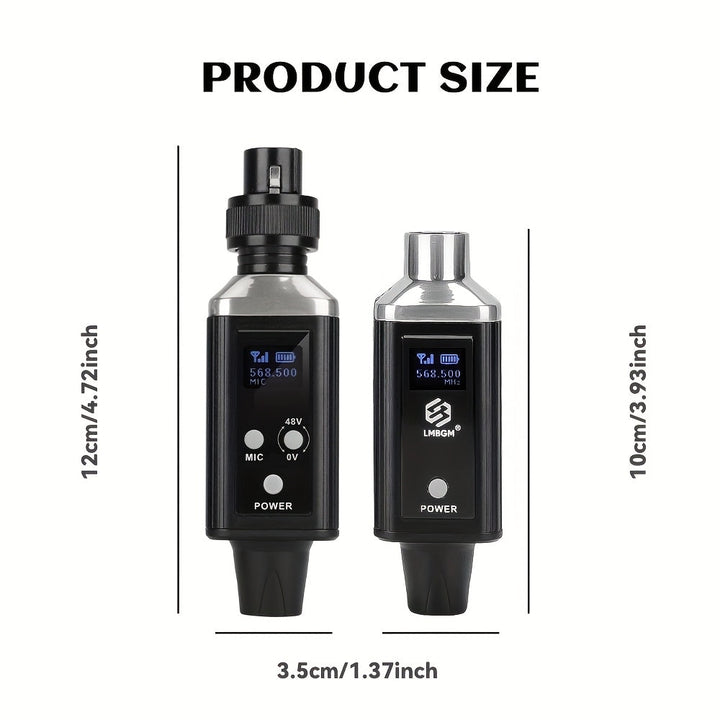 Microfono sin varillas profesional UHF, sistema de micrófonos recargable USB, con ganancia de audio incorporada, calidad de sonido HD sin pérdidas, función de cambio 48/0V en un solo botón, compatible con micrófonos dinámicos y condensadores